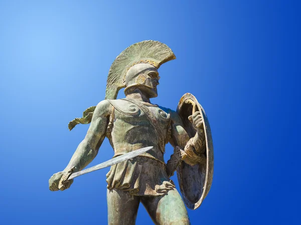 雕像的国王列奥尼达斯在斯巴达，希腊 — 图库照片