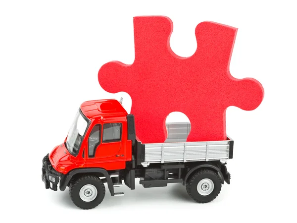 Spielzeug-LKW mit Puzzle — Stockfoto