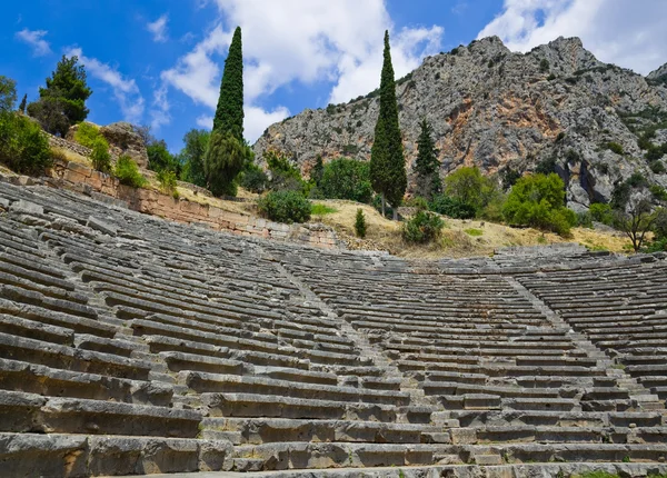 Rovine di anfiteatro a Delfi, Grecia — Foto Stock