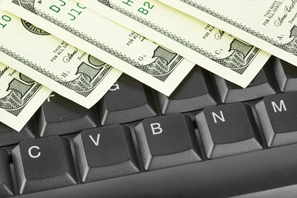 Computer keyboard and money — Stock Photo, Image