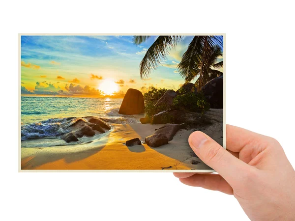 Fotografia plażowa w ręku — Zdjęcie stockowe