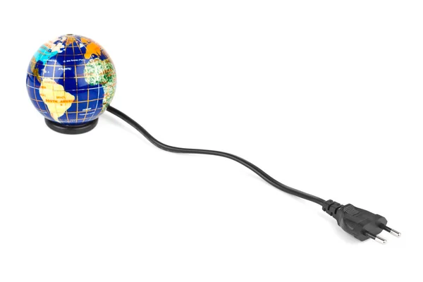 Globe and electrical cable — Zdjęcie stockowe