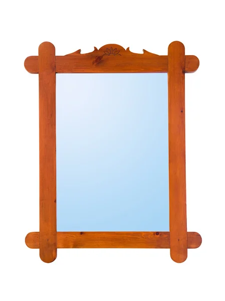 Mirror in wood frame — Stock Photo, Image