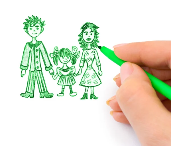 Mão desenho feliz família — Fotografia de Stock