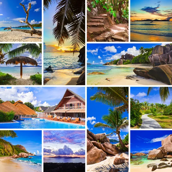 Collage von Sommer-Strandbildern Stockbild