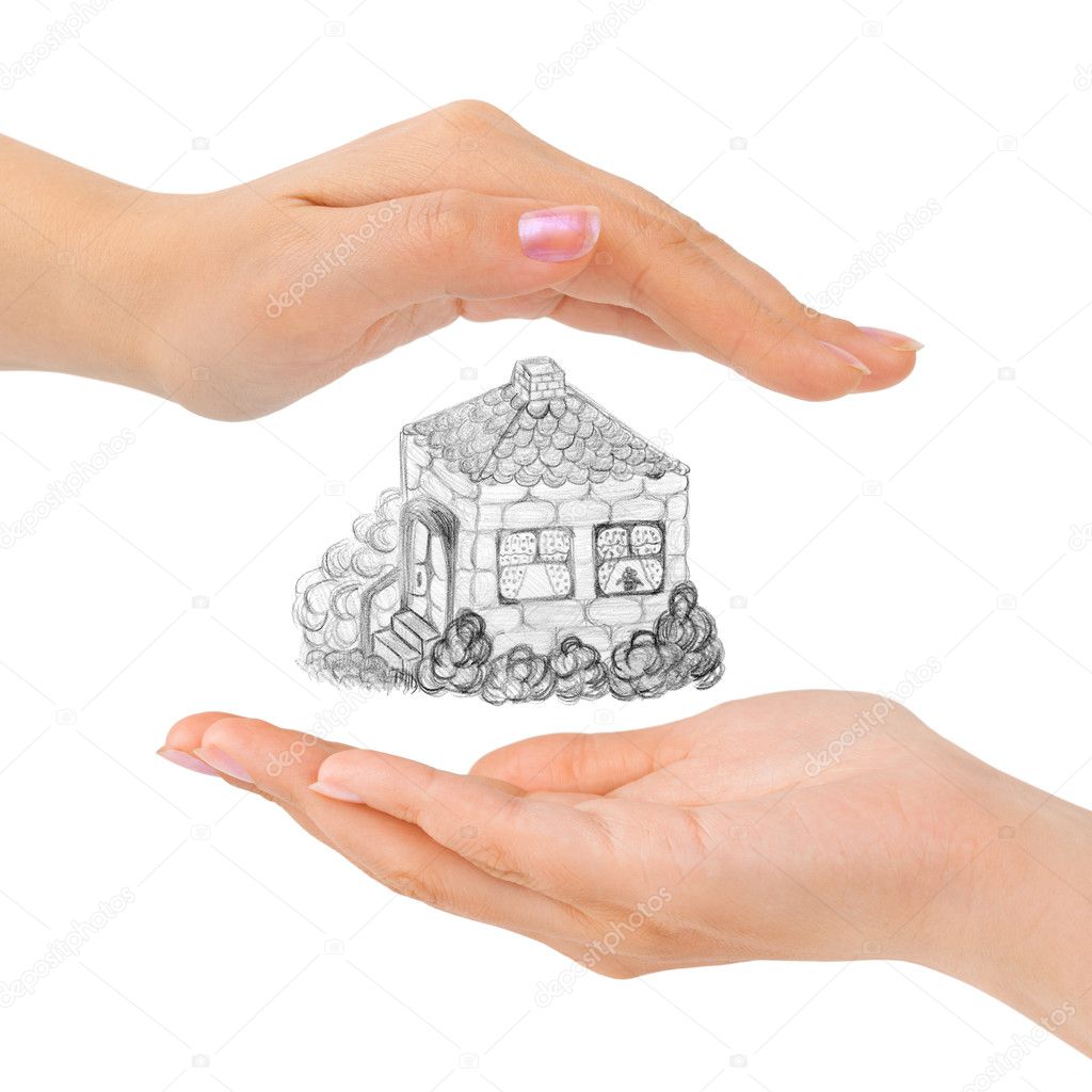 Cupped hands and house