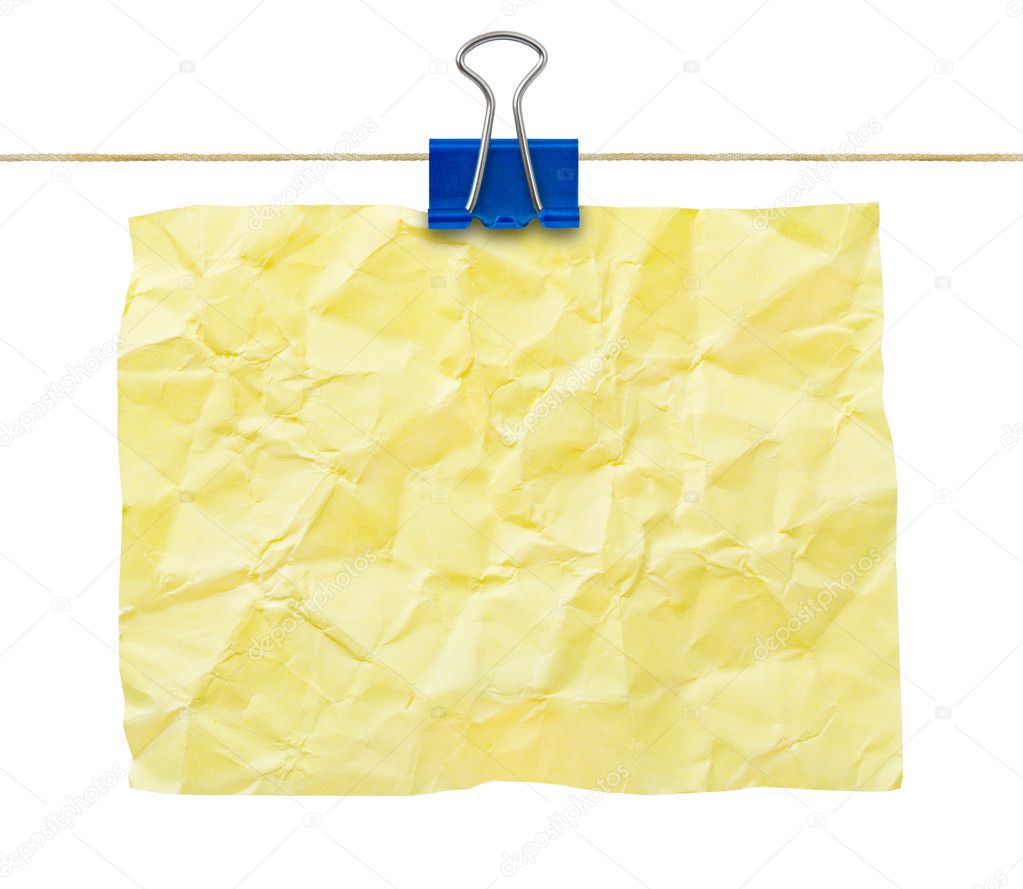 Yellow crumpled note paper