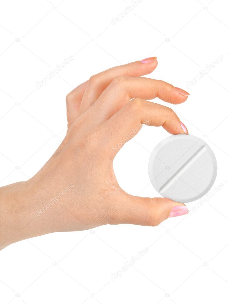 Hand with big pill
