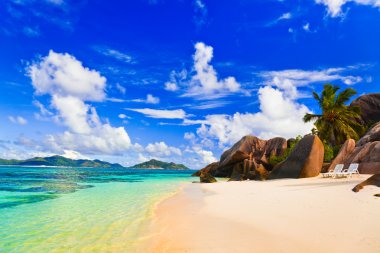 Beach Source d'Argent at Seychelles clipart