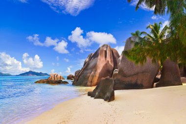 Beach Source d'Argent at Seychelles clipart