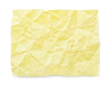 Yellow crumpled note paper clipart