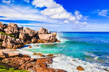 Tropical beach at Seychelles clipart