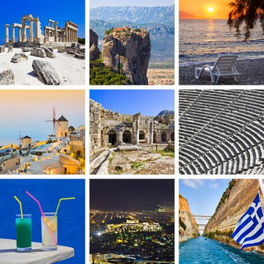 Collage of Greece travel images clipart