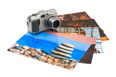 Camera and photo printouts (my photos) clipart