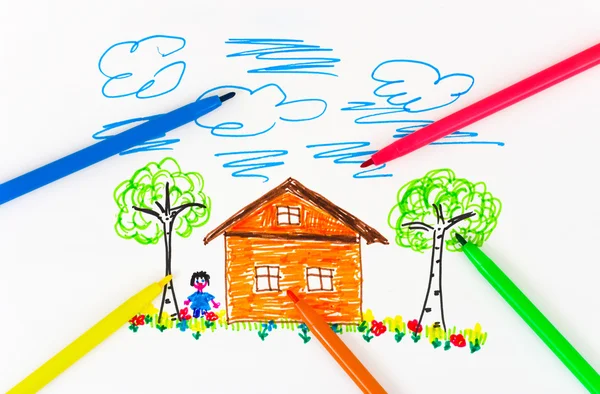 Desenho e canetas para crianças — Fotografia de Stock