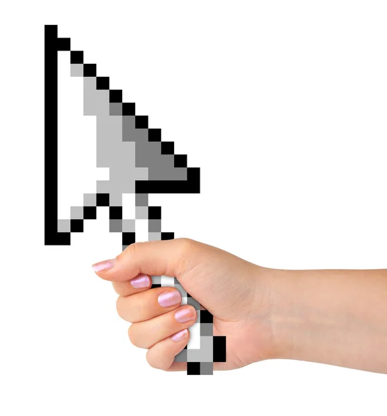 Computer cursor in hand — Stock Photo, Image