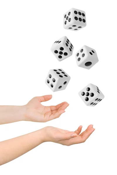 Hands throwing dices — Stock Photo, Image
