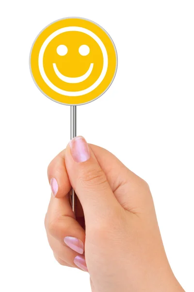 Smile sign in hand — Stock Photo, Image