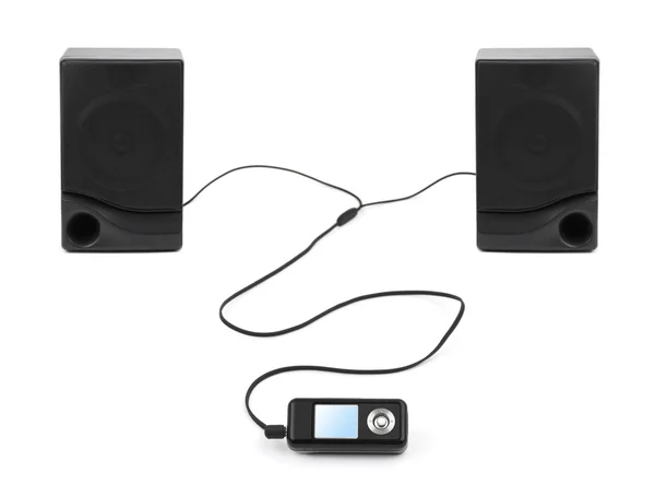 MP3-speler en luidsprekers — Stockfoto