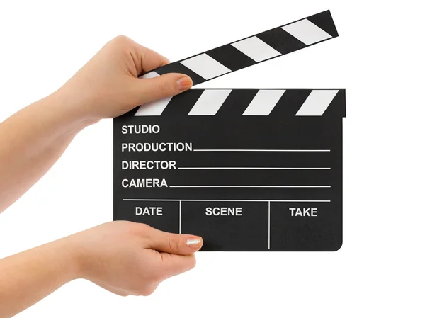 Hands with cinema clapboard — Stock Photo, Image