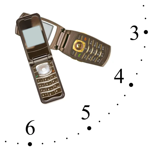 Годинник з мобільних телефонів — стокове фото