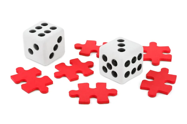 Dices and puzzle — Stock Photo, Image