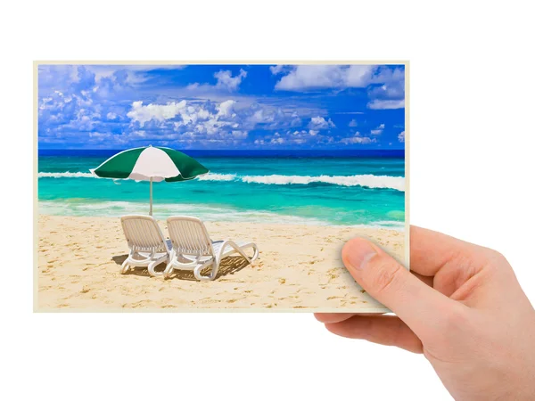 Beach photography in hand — Stock Photo, Image