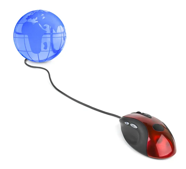 Computador rato e globo — Fotografia de Stock