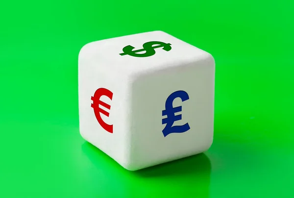 stock image Dice with money symbols