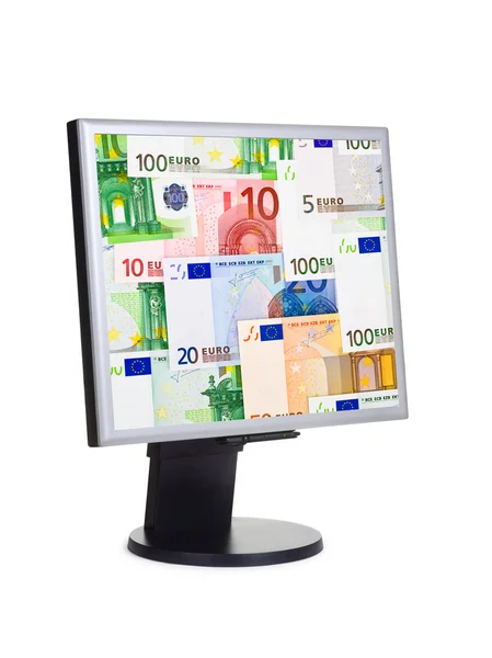 Monitor de ordenador con dinero —  Fotos de Stock