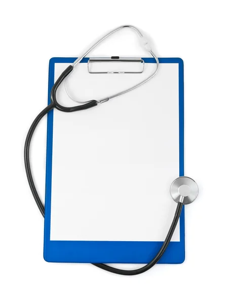 Lékařské schránka a stetoskopem — Stock fotografie