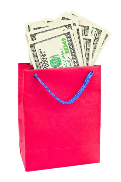 Shopping bag con soldi — Foto Stock