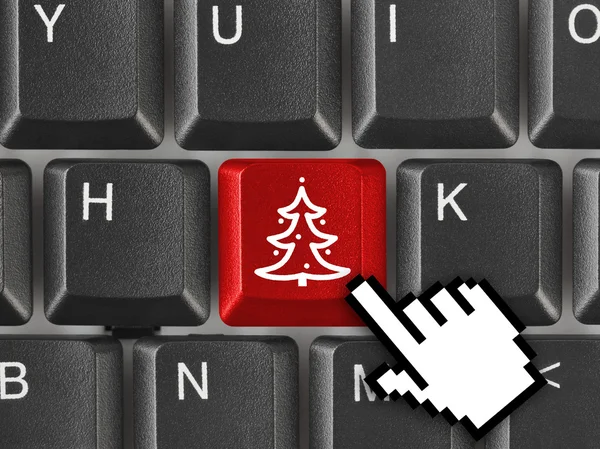 Tangentbord med julgran nyckel — Stockfoto