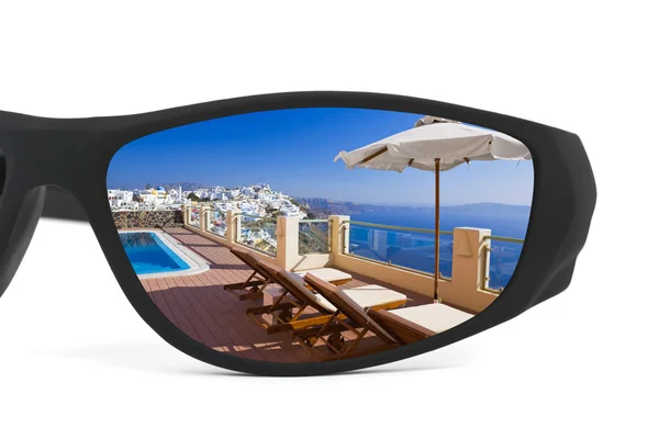 Resort reflection in sunglasses — Stock Photo, Image