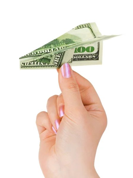 Hand- und Geldflugzeug — Stockfoto
