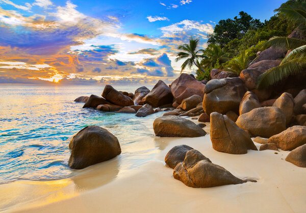 Tropical beach at sunset