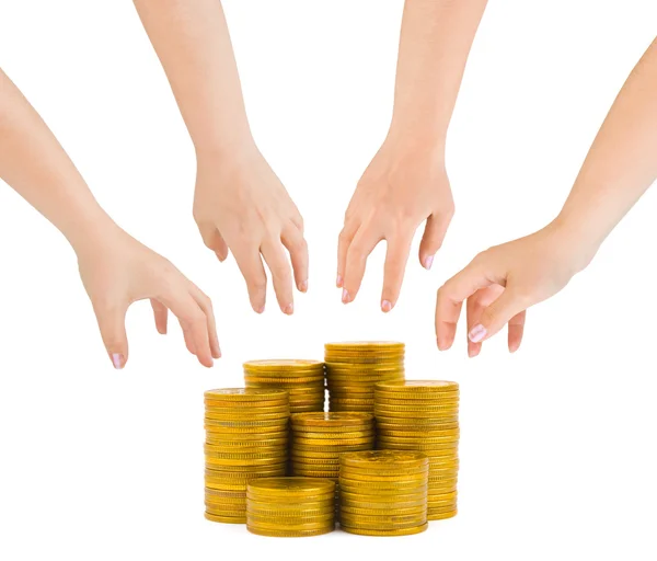 Hands and coins — Stock Photo, Image