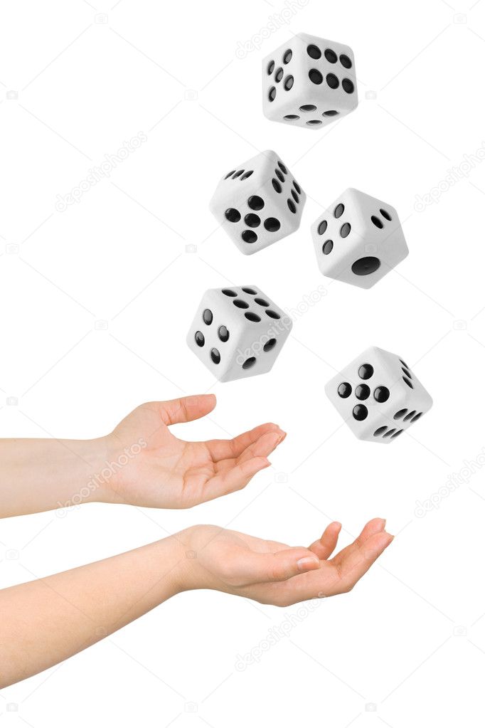 Hands throwing dices
