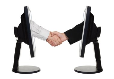 Virtual handshake - internet business concept clipart