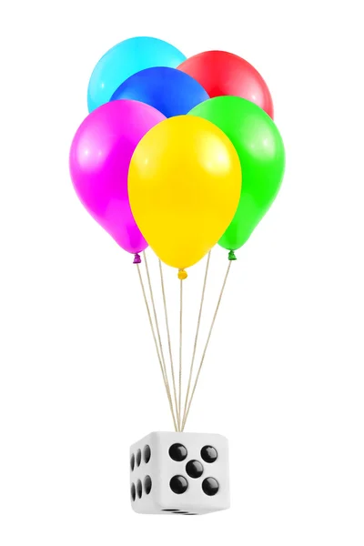 Multicolored balloons and dice — Stock Photo, Image