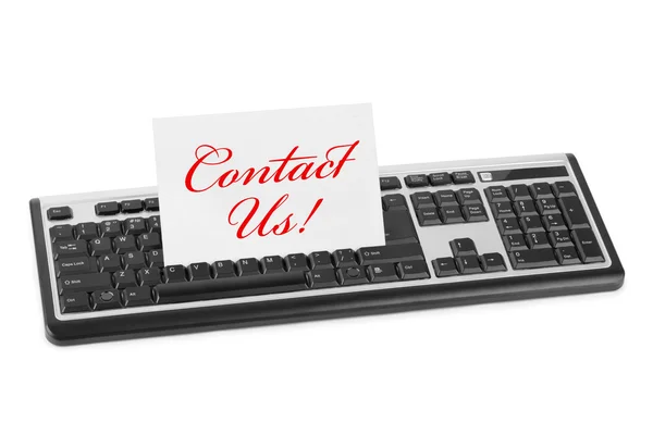 Computer keyboard and card Contact Us — Stock Photo, Image