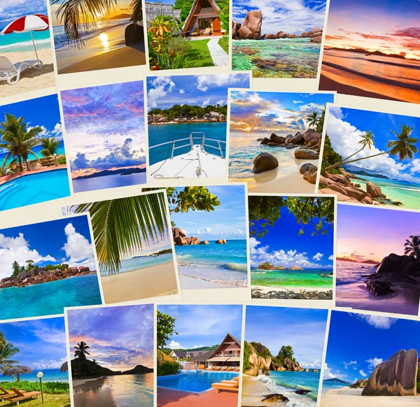Pilha de fotos de praia de verão — Fotografia de Stock