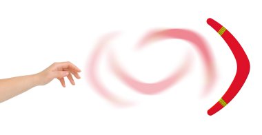 Hand and boomerang clipart