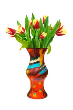 Flowers tulips in vase clipart