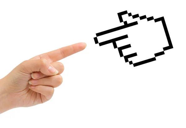 Computer cursor and hand — Stock Photo, Image