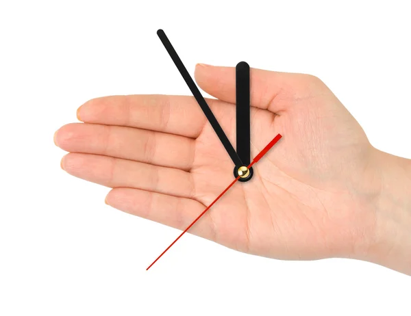 Hand with clock-hands — Stock Photo, Image