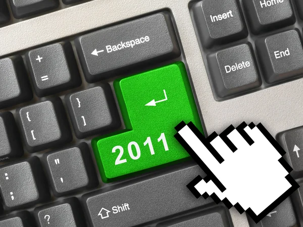 Klawiatura komputerowa z 2011 klucz i kursor — Zdjęcie stockowe