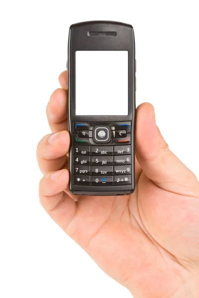Ruka Mobilním Telefonem Izolovaných Bílém Pozadí — Stock fotografie