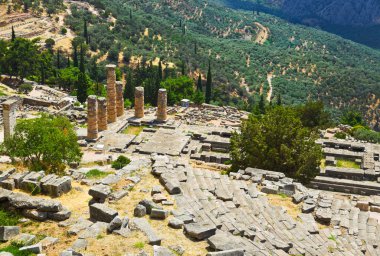 Ruins of the ancient city Delphi, Greece - archaeology background clipart