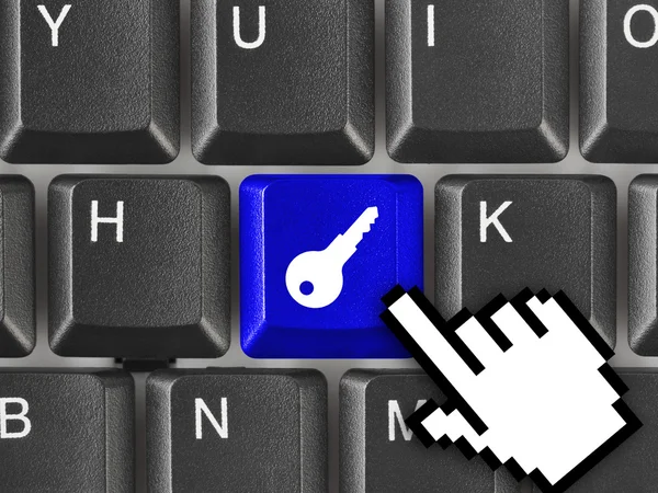 Počítačová klávesnice s bezpečnostním klíčem — Stock fotografie